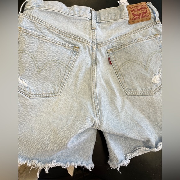Levi’s 501 Button Fly High Rise Distressed Jean Shorts Sz 30 - Picture 10 of 11